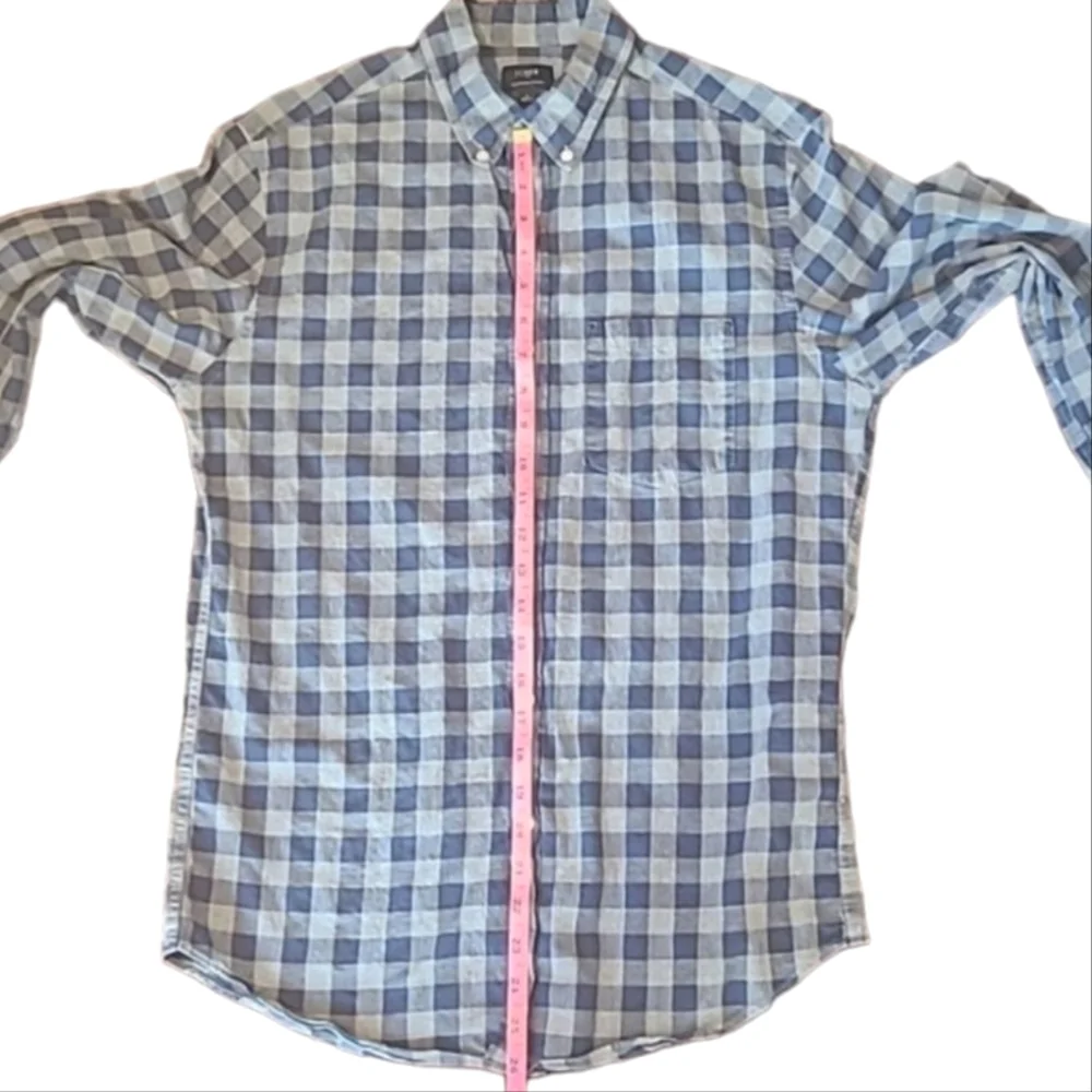 J. Crew Heathered Cotton Plaid Dress Shirt Collared Button Up Checkered Top Sm.